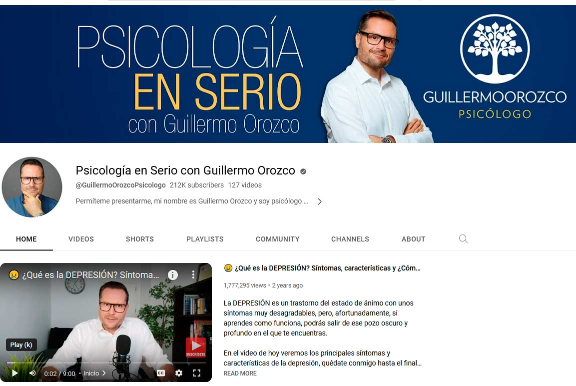 Canal de YouTube - Psicología en Serio con Guillermo Orozco